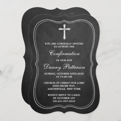 Chalkboard Cross Holy Communion Or Confirmation Invitation