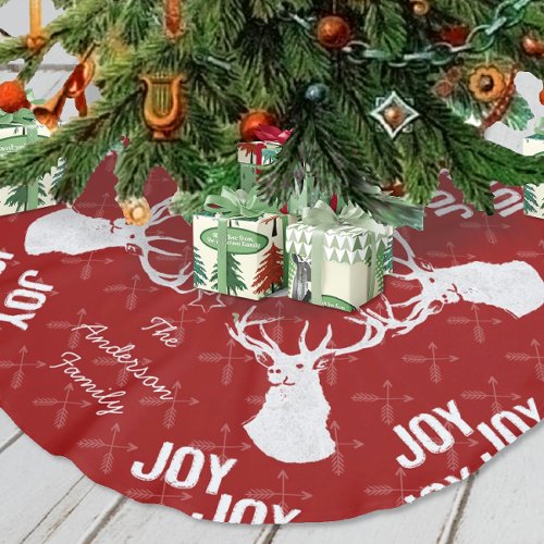 Chalkboard Crossed Arrow Moose Christmas Brushed Polyester Tree Skirt