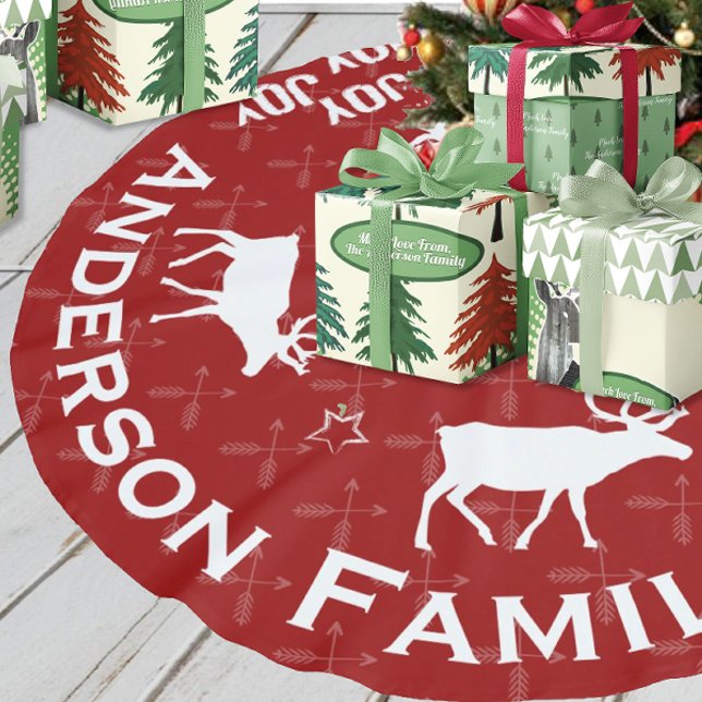 Chalkboard Crossed Arrow Reindeer Christmas Brushed Polyester Tree Skirt (Creator Uploaded)
