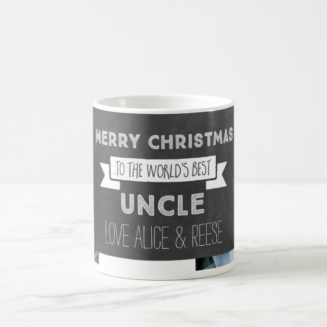 Chalkboard Custom Photo Best Uncle Christmas Mug (Center)