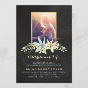 Chalkboard & Custom Photo Celebration of Life Invitation