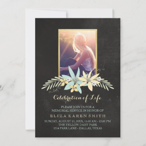 Chalkboard  Custom Photo  Celebration of Life Invitation