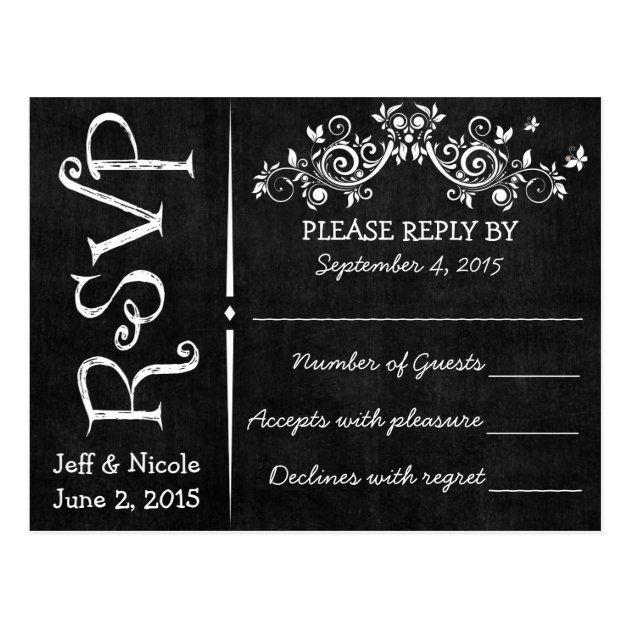 Chalkboard Custom Wedding RSVP Postcard