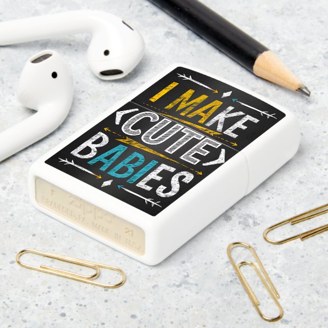 Chalkboard Cute Babies Announcement Zippo Lighter (On Table 2)