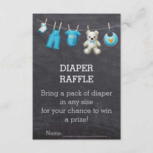 Chalkboard Cute Baby Shower Diaper Raffle Ticket Enclosure Card
