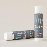 Chalkboard Cute Blue Boy Baby Shower Thank You  Lip Balm