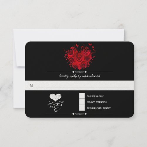 Chalkboard Cute Heart Initials Typography RSVP