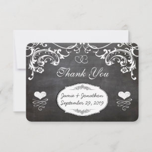 Chalkboard Cute Heart Initials Typography RSVP Card