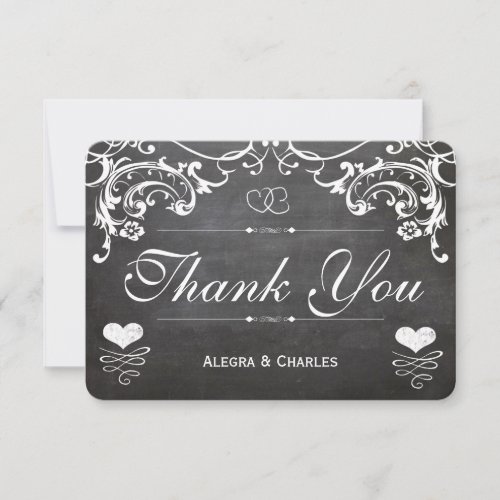 Chalkboard Cute Heart Typography Thank you RSVP Card