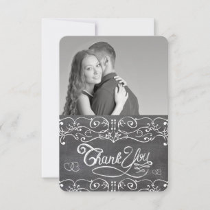 Chalkboard Cute Hearts Typography Thank You Card