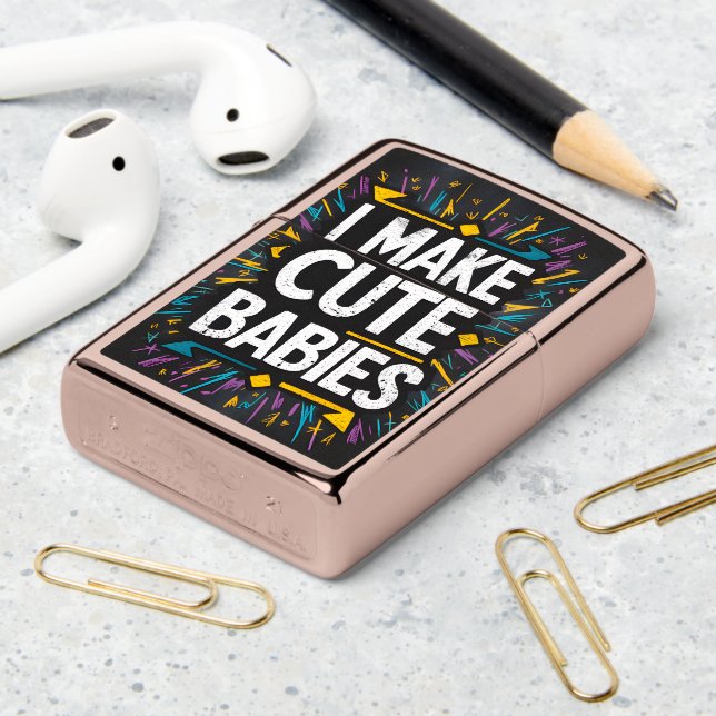 Chalkboard Cutest Babies Announcement Zippo Lighter (On Table 2)
