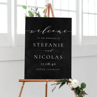 Chalkboard Dainty Script Wedding Welcome Sign