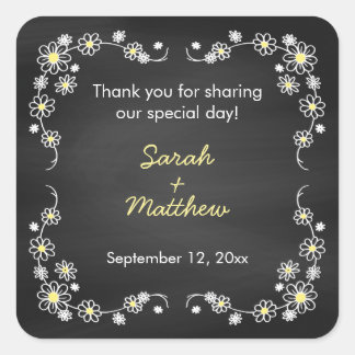 Chalkboard Daisies Wedding Favor Stickers