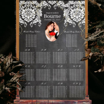 Chalkboard Damask Photo Wedding Seating Chart by samack at Zazzle