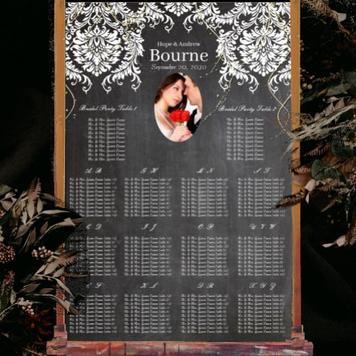 Chalkboard Damask Photo Wedding Seating Chart