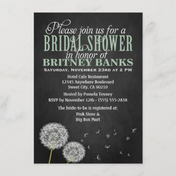 Chalkboard Dandelion Bridal Shower Invitations by natureprints at Zazzle