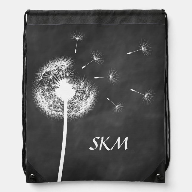 Chalkboard Dandelion Drawstring Backpack (Front)