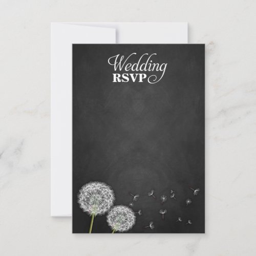 Chalkboard Dandelion Vintage Wedding RSVP Cards