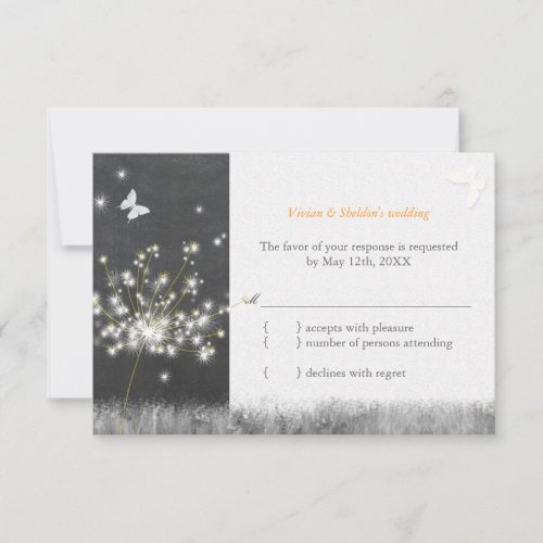 Modern Chalkboard Dandelion Wedding RSVP
