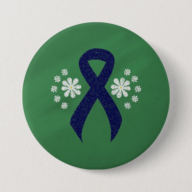 Chalkboard Dark Blue Ribbon Button (Front)