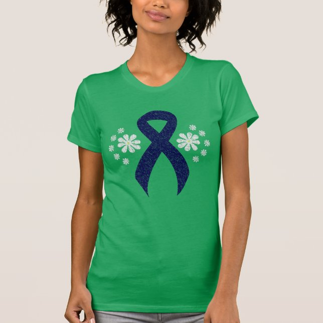 Chalkboard Dark Blue Ribbon T-Shirt (Front)