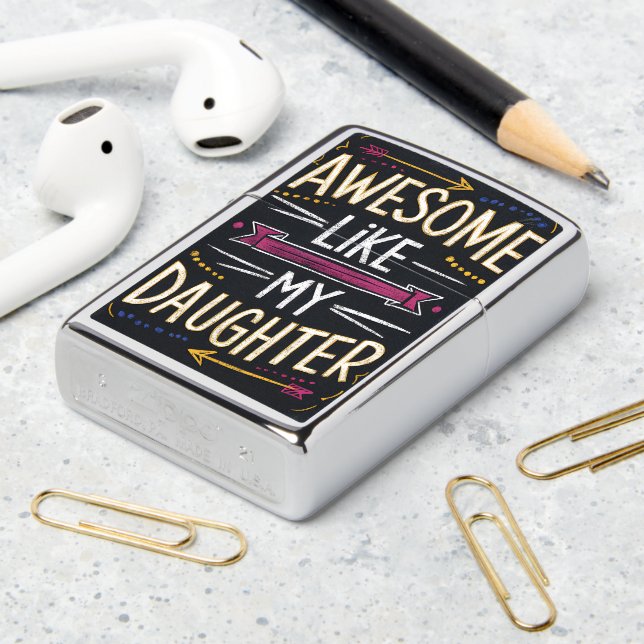 Chalkboard Daughter Love Quote Zippo Lighter (On Table 2)