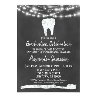Chalkboard Dental Graduation Party Invitation