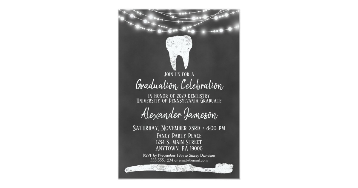 Chalkboard Dental Graduation Party Invitation