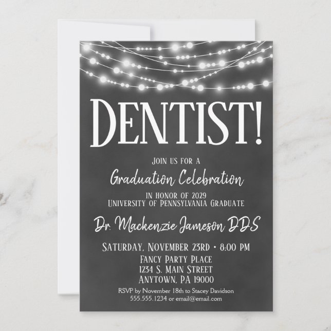 Chalkboard Dentist Graduation Party Invitation (Front)