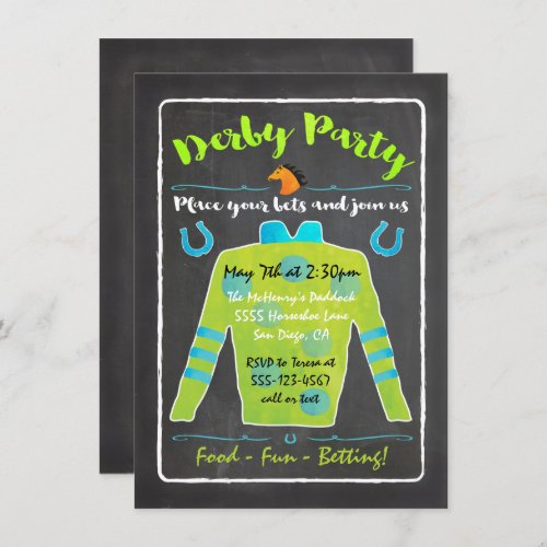 Chalkboard Derby Horse Racing Party Invitation