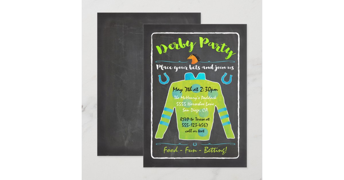 Chalkboard Derby Horse Racing Party Invitation | Zazzle