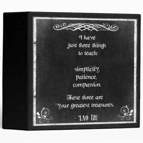 Chalkboard Design with Lao Tzu Inspirational Quote 3 Ring Binder