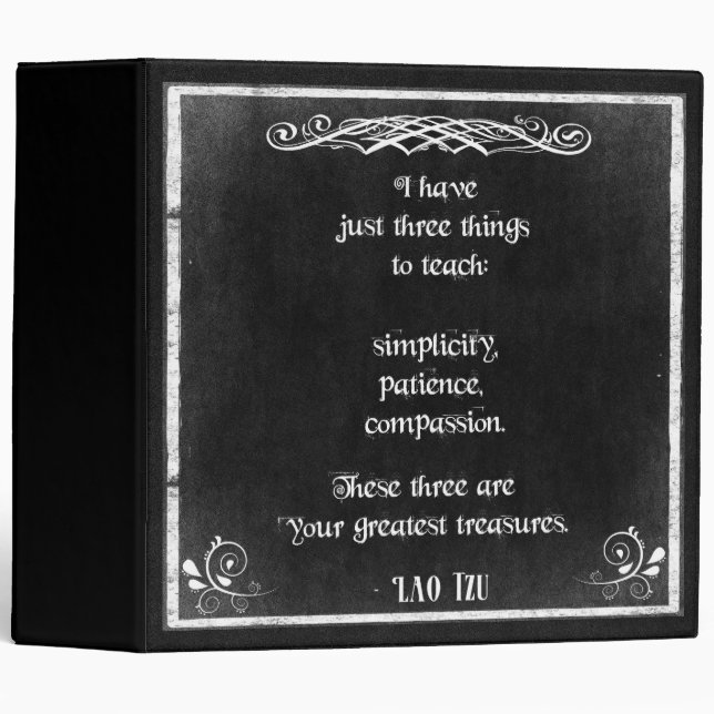 Chalkboard Design with Lao Tzu Inspirational Quote 3 Ring Binder (Front/Spine)
