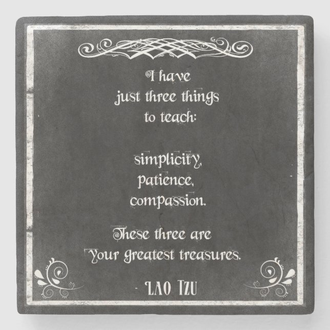 Chalkboard Design with Lao Tzu Inspirational Quote Stone Coaster (Front)