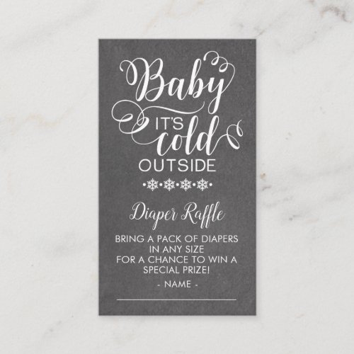 Chalkboard  Diaper Raffle Baby Its Cold Outside Enclosure Card