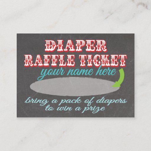 Customizable Chalkboard Diaper Raffle Ticket Business Card Template