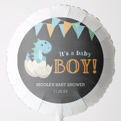 Chalkboard Dinosaur Boy Baby Shower Balloon