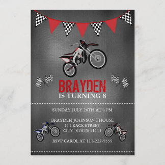 Chalkboard Dirt Bike Birthday Invitation