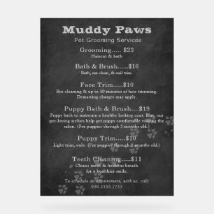 Chalkboard Dog Grooming Services Acrylic Sign