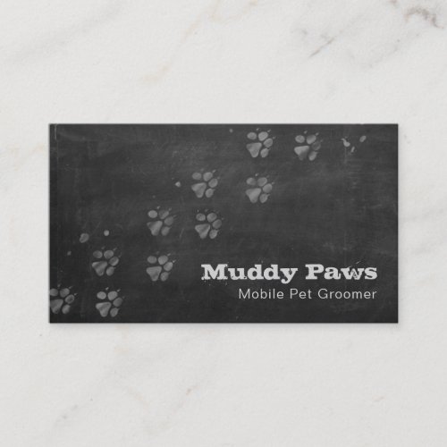Chalkboard Dog Grooming Services Business Card