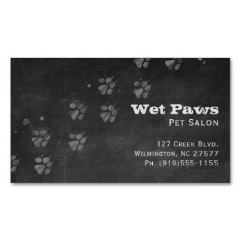 Chalkboard Dog Grooming Services Business Card Magnet by artNimages at Zazzle