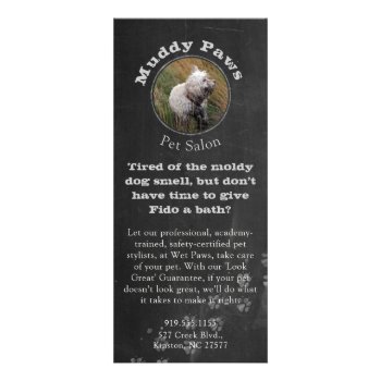 Chalkboard Dog Grooming Services Rack Card by artNimages at Zazzle