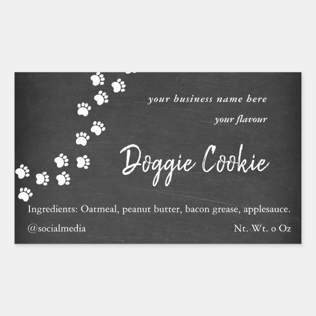 Chalkboard, dog paw path doggie cookie rectangular sticker (Front)