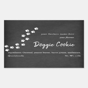 Chalkboard, dog paw path doggie cookie rectangular sticker