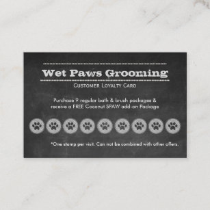 Leaping Dog Floral Pet Care & Grooming Blue Loyalty Business Card