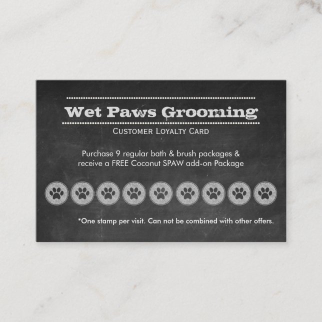 Chalkboard Dog/Pet Grooming Loyalty Card (Front)