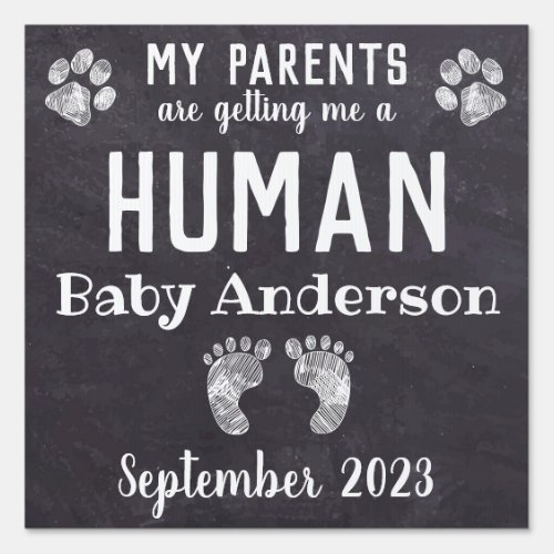 Chalkboard Dog Pregnancy Announcement Sign