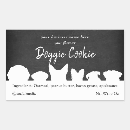 Chalkboard dog silhouettes doggie cookie rectangular sticker