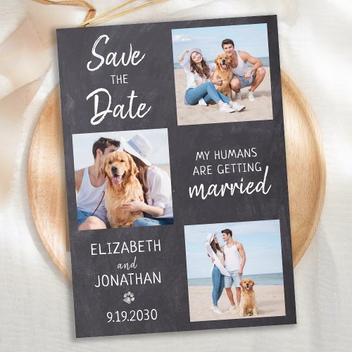 Chalkboard Dog Wedding Photo Collage Save The Date