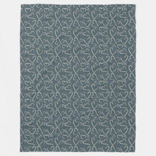 Chalkboard Doodle Hearts Pattern Fleece Blanket